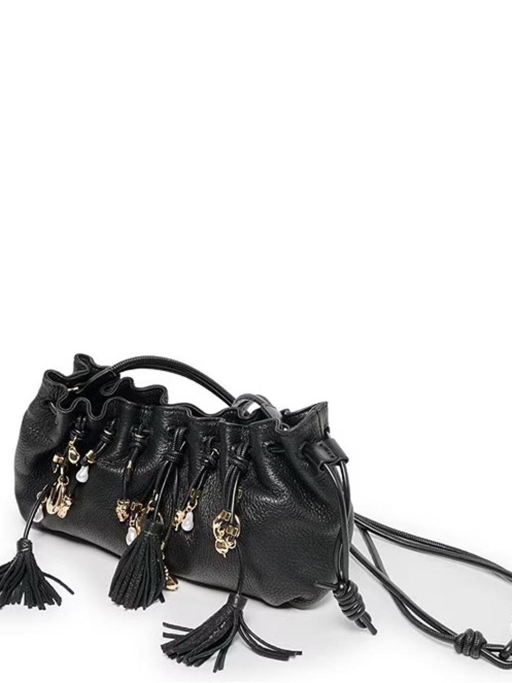 Black leather Dolce Vida Tori Charm Crossbody bag